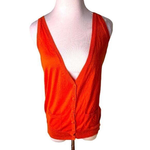 Pumpkin Orange Silk Cotton Blend Vest - Picture 1 of 8
